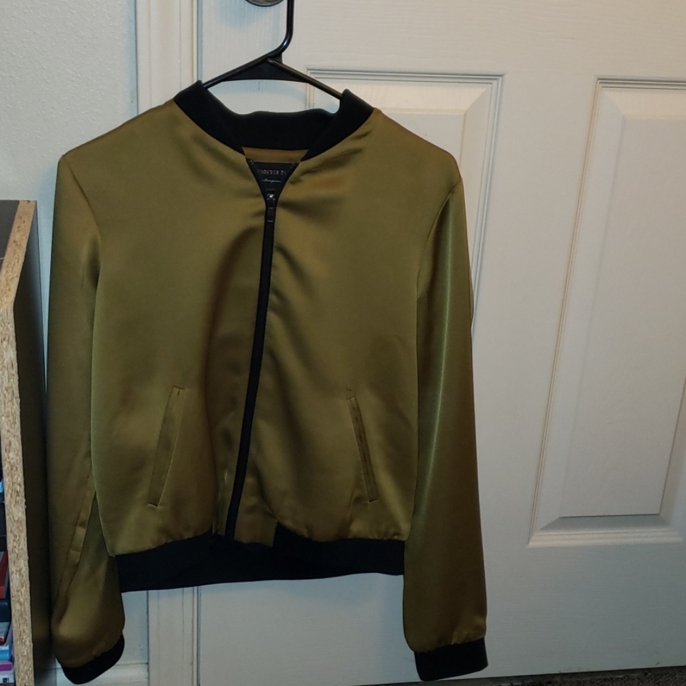 Forever 21 Green and Black Bomber Jacket
